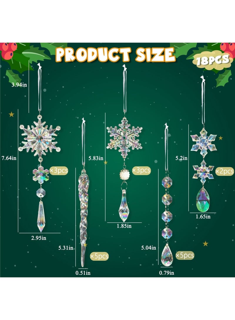 SYOSI 18 قطعة زينة شجرة عيد الميلاد زينة كريستالية - زينة كريستالية على شكل ثلج متدلية من الأكريليك لشجرة عيد الميلاد لاحتفالات الشتاء ورأس السنة الجديدة - Image 4